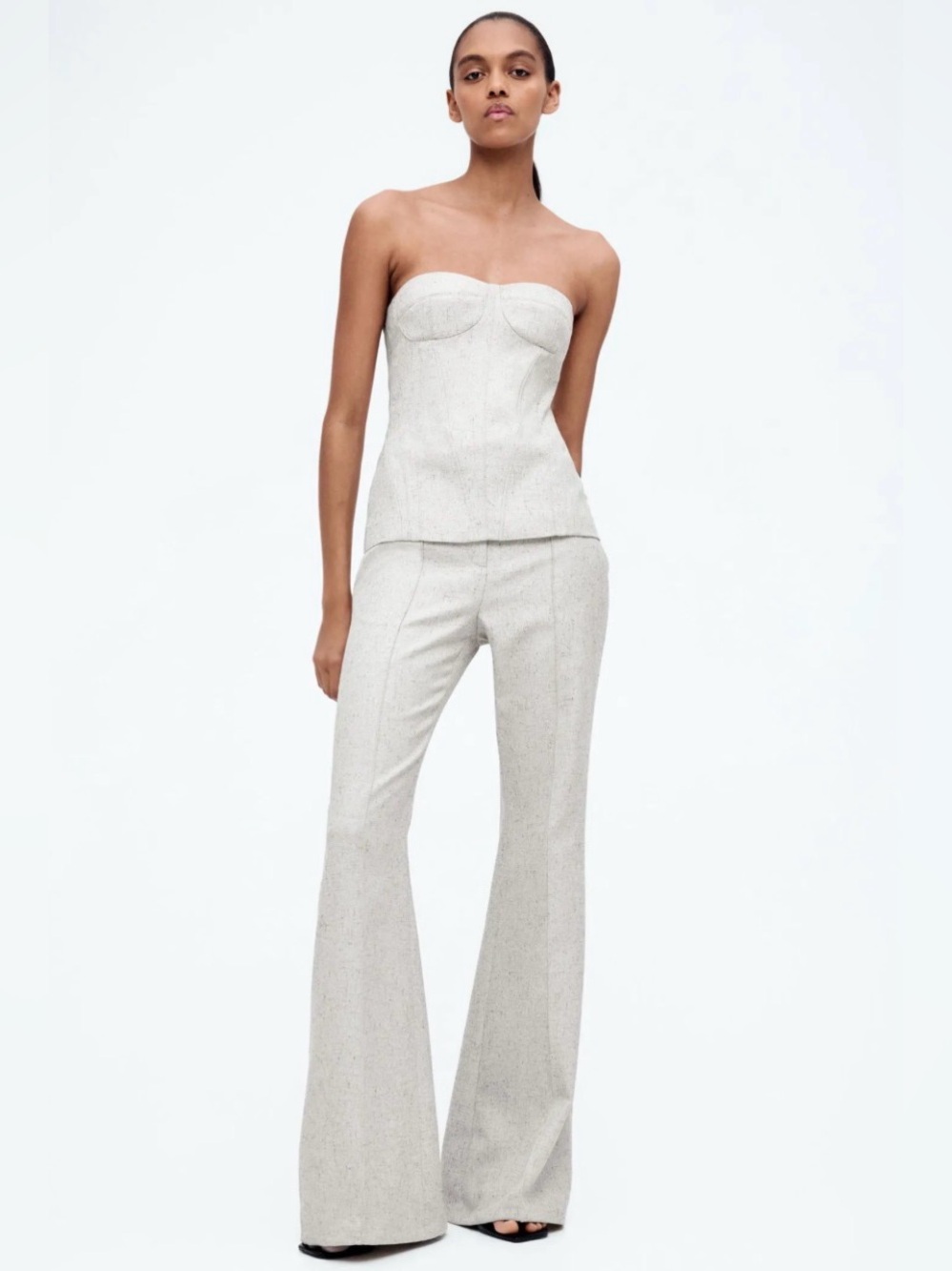 H&M Edition Linen Blend Bustier & Flared Trouser Matching Set EU 38 US 6 Summer